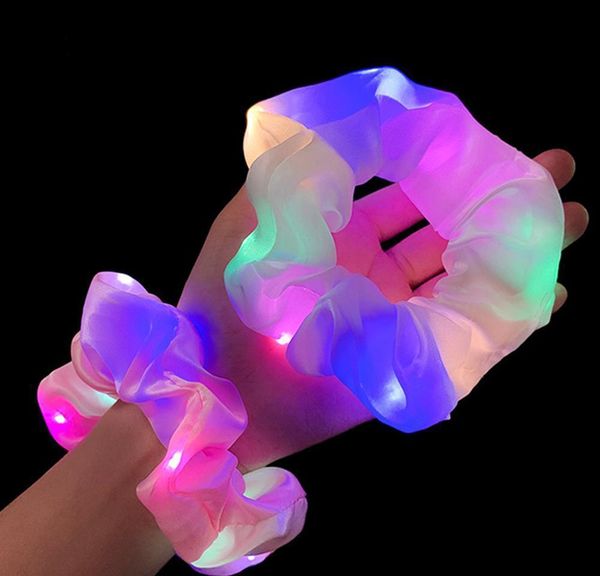 

2020 new arrival girls led luminous scrunchies hairband ponytail holder headwear elastic hair bands solid color h jllyxz mywjqq, Slivery;white