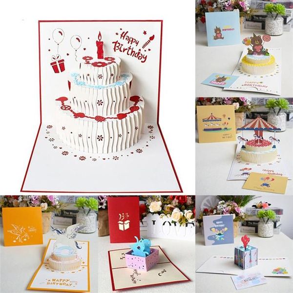 

various styles 3d pop-up greeting card handmade dream cake happy birthday valentine's day christmas wedding invitation thank you postca