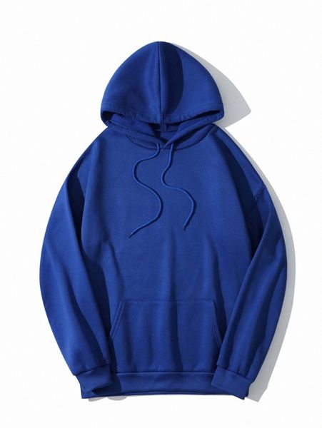 

solid kangaroo pocket thermal lined drawstring hoodie l5ed#, White;black