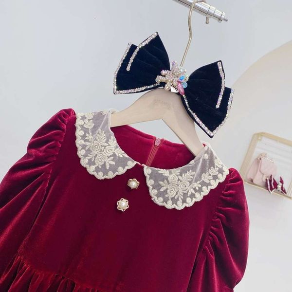 

sle winter 2020 court girls' drs new year's wear red bright plush long sve skirt model year, Red;yellow