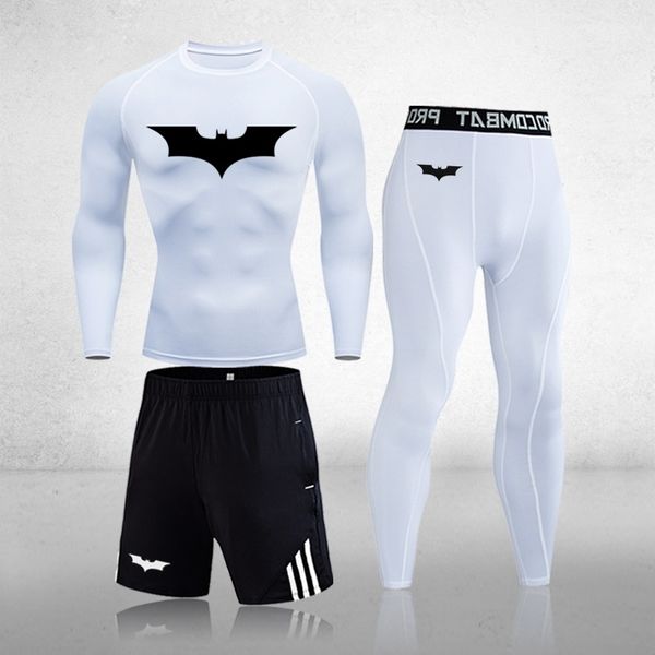

gym clothing men's compression dry tights long-sleeved t-shirt running shorts sports underwear new winter jogging 3-pce set suit 201207, Gray