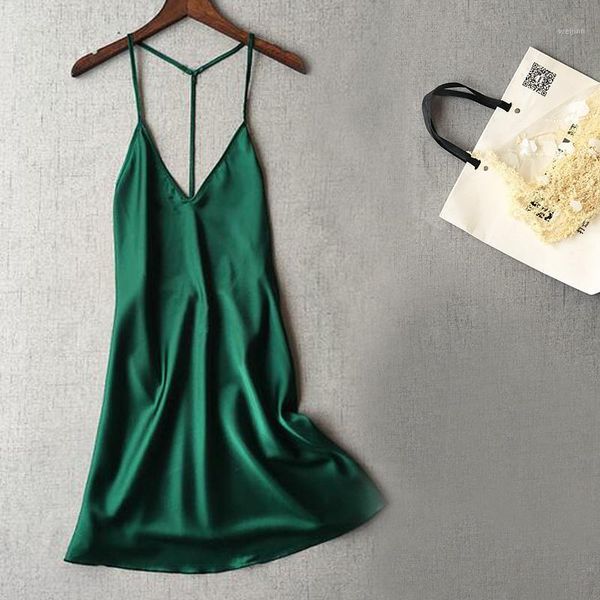 

new women saked sack satin nightgowns dress nightwear satin sleepwear night shirt female silk dress sleep lounge1, Black;red