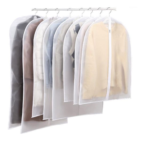

storage boxes & bins 5pcs clothes dust cover translucent garment bag dustproof zipper protector for fur coat suit wardrobe organizer 1
