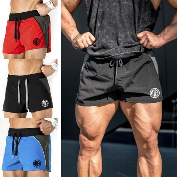 

men's gym shorts training running sport casual workout jogging trousers, White;black