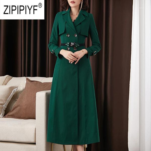 

casual women's long outerwear loose clothes for lady with belt spring autumn fashion green vintage trenches z23491, Tan;black