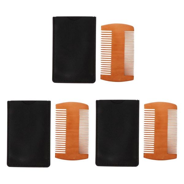

3pcs woman natural wood comb peach wooden comb with 3pcs pu pouches, Silver