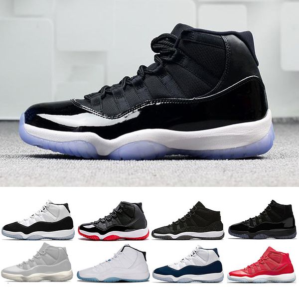 

new 11s 11 concord 45 cap and gown basketball shoes men women prom night platinum tint gym red bred gamma blue sports sneaker, White;red