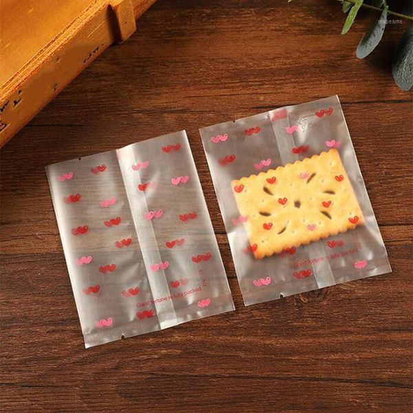 

gift wrap 100 pcs/pack machine sealing cookie bag frosted translucent bags love heart printing party biscuit bags1