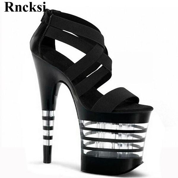 

sandals rncksi women 8 inch platform pole dance for wedding shoes 20cm transparent dress high heels, Black