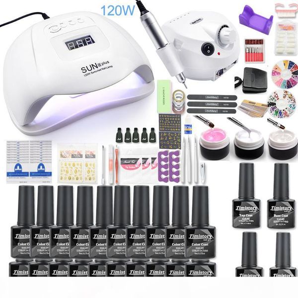 

nail set 35000rpm electric machine nail drill 120w uv led lamp dryer 30pcs gel polish kit manicure tools set for art