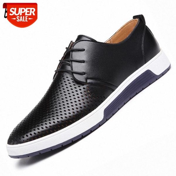 

mens summer brand casual men shoes flats luxury genuine leather shoes man dress breathing holes oxford big size leisure #yj85