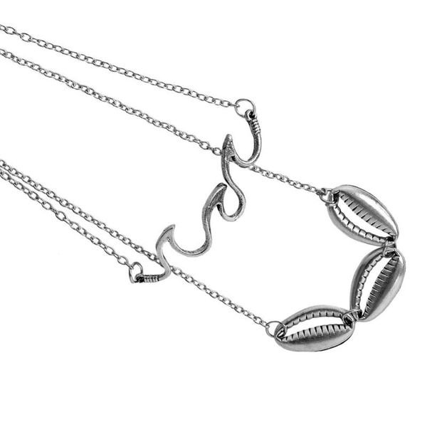 

новое модное ожерелье личности сплав сплав двойная оболочка для женщин цветочная цепочка ожерелье летние ювелирные изделия jna0655, Silver