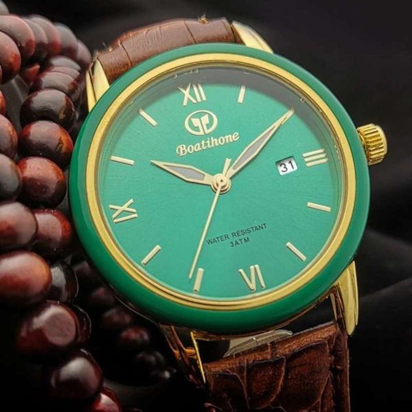 

watch gift strap men's jade lovers leather oum7, Slivery;brown