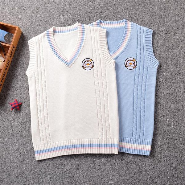 

2021 new cute penguin baby embroidery college style japan soft sister jk uniforms knitted vest drop shipping, White;black