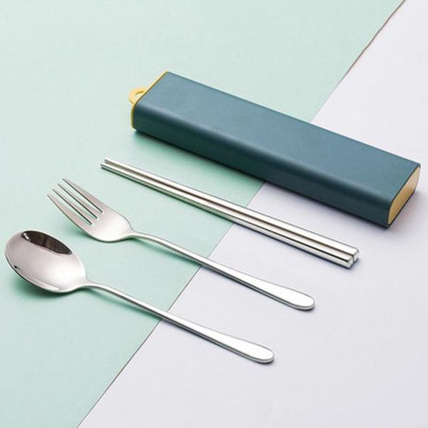 

portable travel tableware set 304 stainless steel spoon and fork set nordic style flatware with box dinner tools for kid school h bbylfy