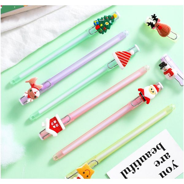 

1 piece cute christmas theme 0.5mm gel pens santa claus kawaii stationery office school supplies kids gift sweet lovely wmtiet comb2010, Black;red