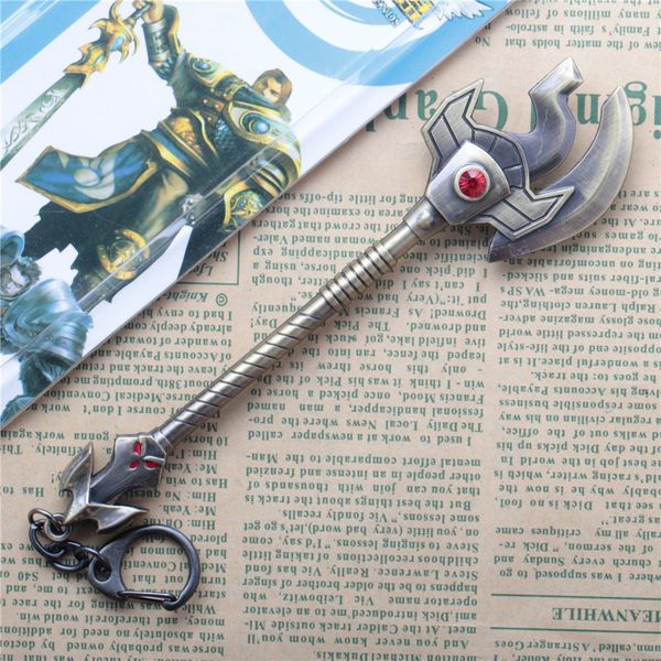 

metal model lol weapon desert keychain death nasus pendant keyring game accessories 17cm alloy key holder league of lege, Silver