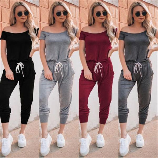 

2021 новая мода женщина одежда женская существенный сключенный сключение первый учинами bodycon с коротким рукавом комбинезон брюк брюки пад, Black;white