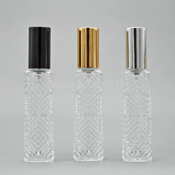 

12ml square glass perfume bottle makeup container water refillable bottles sprayer clear f858