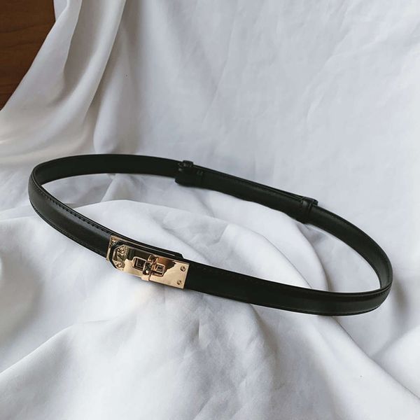 

pressed buckle korean lock line, cow adjustable thin belt, women's decorative suit coat with skirt and leather small belt, Black;brown