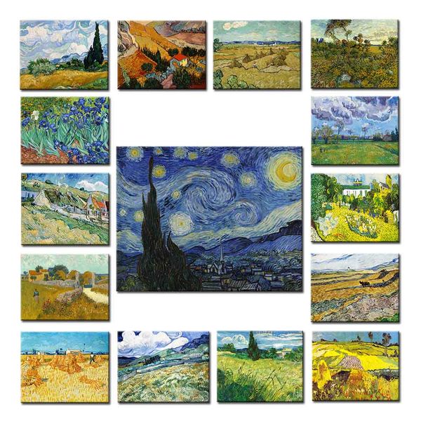 

van gogh starry sky almond tree evening oil painting printed canvas painting posters and engraving living room mural no frame