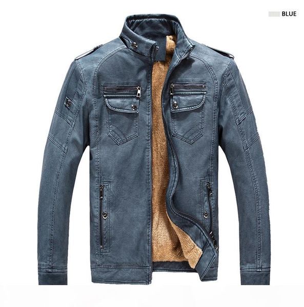 

brand designer men leather jacket coat fashion stand collar slim fit thick fleece men jackets for autumn winter, Black;brown