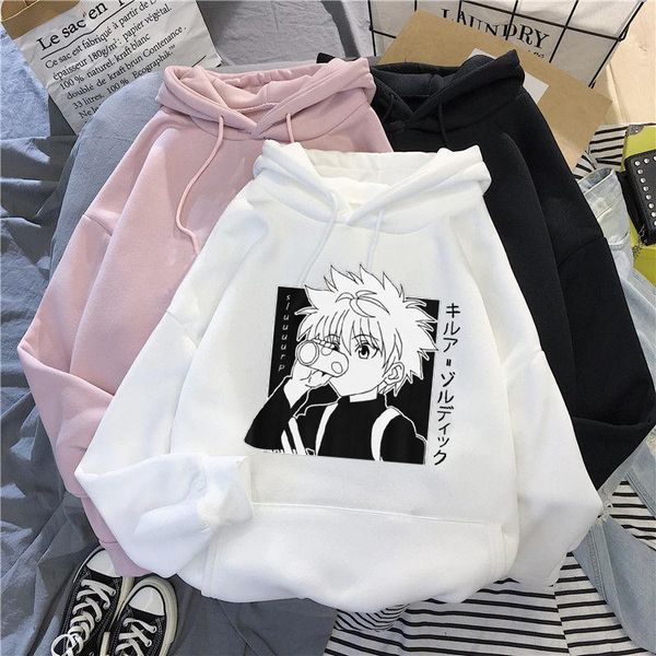 Kawaii x moletom killua zoldyck anime manga preto bluzy tops roupas