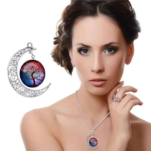 

factorymkimfashion vintage tree of life moon new gemstone women pendant necklaces hollow carved 8 mix jewelry styles .pb9b