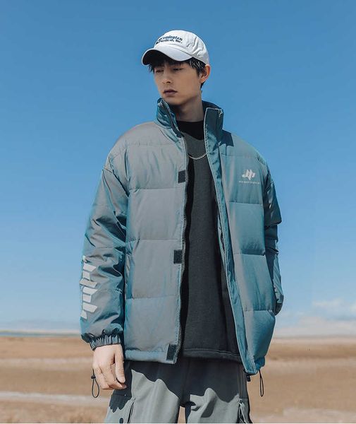 

new style men's wear parka down coat new 2021 winter new colorful cotton coat men's loose reflective cotton coat, Black