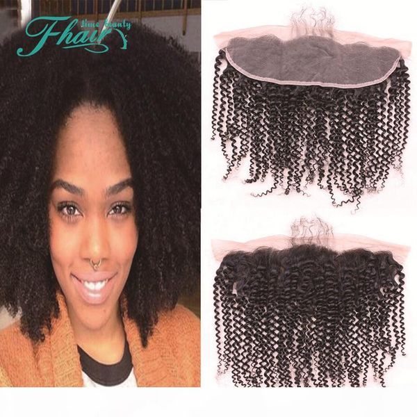 

excellent quality 10a peruvian kinky curly lace frontal closure with bady hair 13x4 human hair lace frontal closure dhl, Black;brown