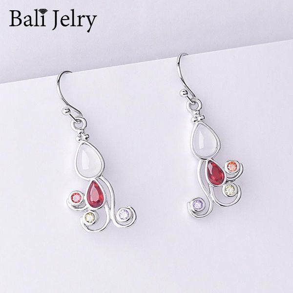 

bali jelry trendy 925 silver earrings jewerly water drop shaped moonstone zircon women earring ornaments for wedding engagement