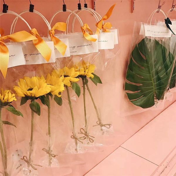 

gift wrap 10pcs rose flower tote bag transparent bags wedding party decoration can hang hard girlfriend boxes