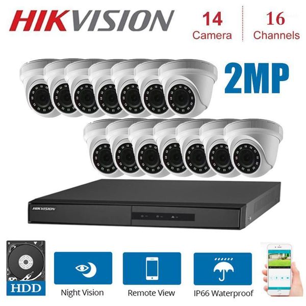 

hikvision 14pcs indoor 2mp 4 in 1 hd night vision camera with16 channels surveillance dvr cctv security system kits1