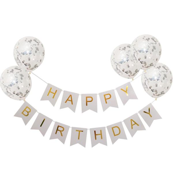 

1 set 12inch confetti balloons with happy birthday banner baby shower decorations birthday party supplies wmtqiq