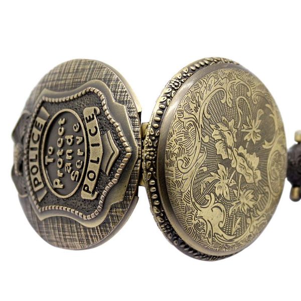 

bronze us полицейский дизайн кварцевые карманные часы с ожерельем цепь падение доставки лучший подарок для полицейского q bbyzvi, Slivery;golden