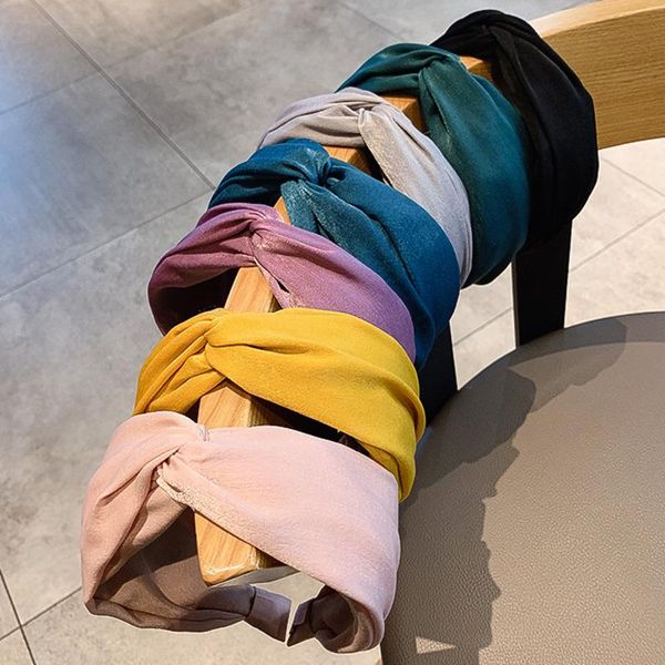

discici 2020 hairpin solid color hairband women all-match sweet wide edge headband hair bundle fashion accessories oh1583