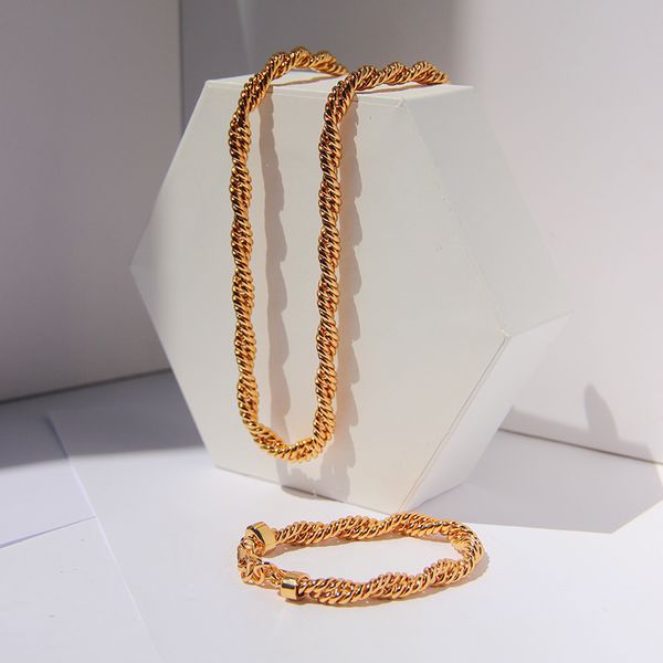 

brass with 18k gold twist chains necklace japan korean style party designer t show runway gown jewelry rare ins q0531, Silver