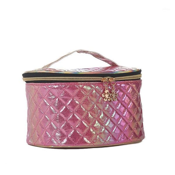 

cosmetic bags & cases women's pu bag travel creative multi-color cosmetics storage plaid handbag makeup box fashion large case1