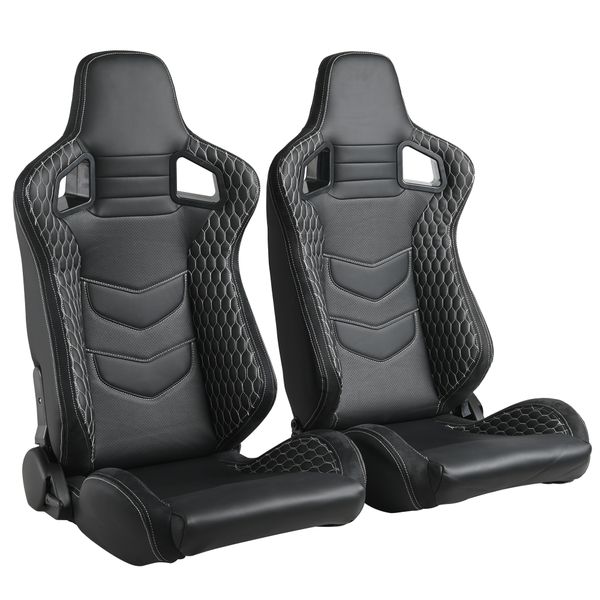 

car seat adjustable black pvc leather sports car seat carbon racing