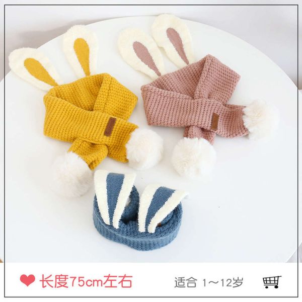

baby cartoon bunny crossed long ears knitting collar boys girls wool neck cover children's scarf autumn and winter, Red;brown