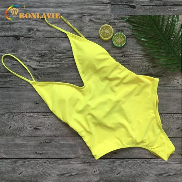 

2017 summer women solid one peice swimsuit swimwear high cut bandage backless monokini female bathing suit1, White;black