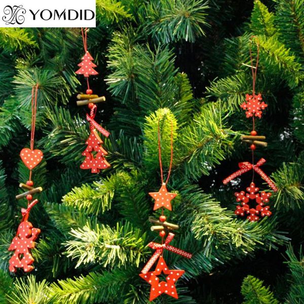 

3шт красный деревянный кулон xmas украшение рождественских декор сердце / дерево / звезда / снежинка / с рисунком ангела висит орнамент для