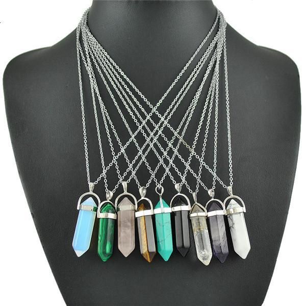 

necklace gold chain silver stainless steel jewelry natural stone pendants statement chokers rose quartz healing crystals