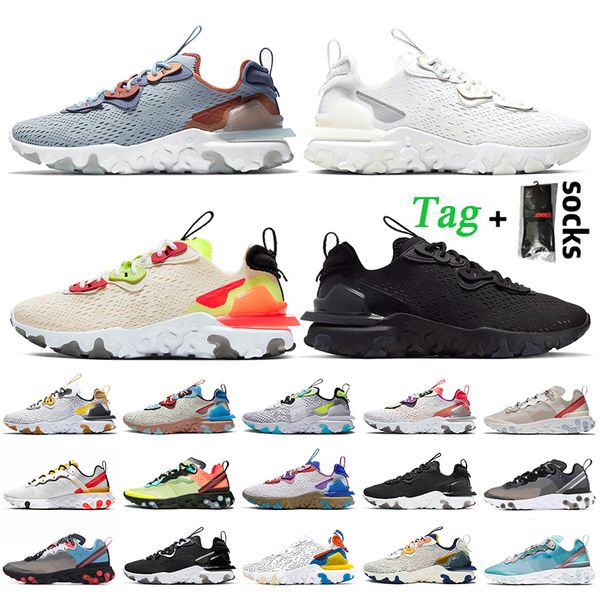 

2021 fashion react vision nik women mens running shoes armory blue white black iridescent orange volt epic react element 55 men trainers
