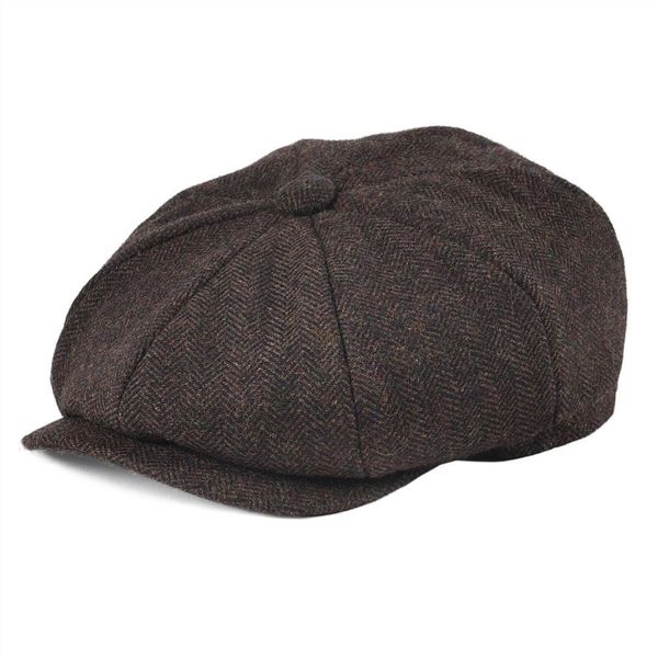 

botvela 50% wool tweed newsboy cap for men women herringbone 8 panel apple caps cabbies hat woolen headpiece beret hats 005 t200104, Blue;gray