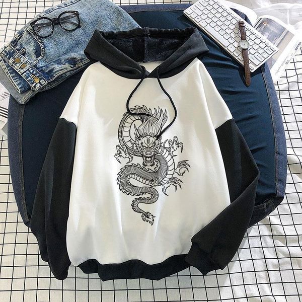 

oriental dragon vintage sweatshirts women 2020 harajuku streetwear casual long sleeve oversized fashion hoodie korean girls1, Black