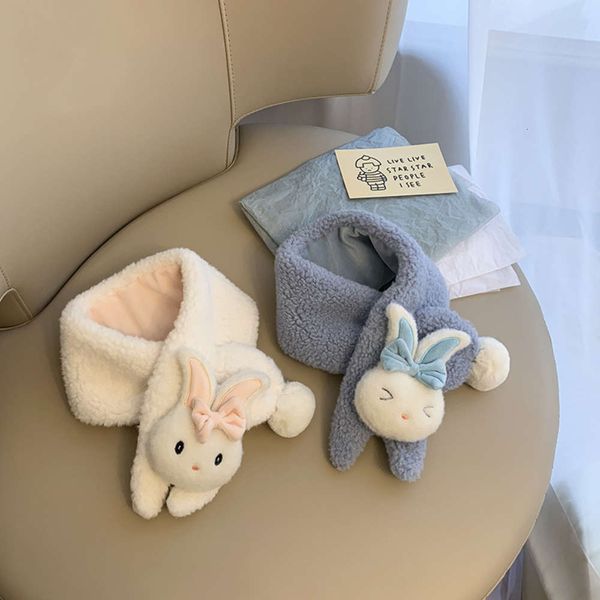

korean luminous rabbit cute children's scarf warm in autumn and winter cross imitation lamb baby cashmere neck cover, Red;brown