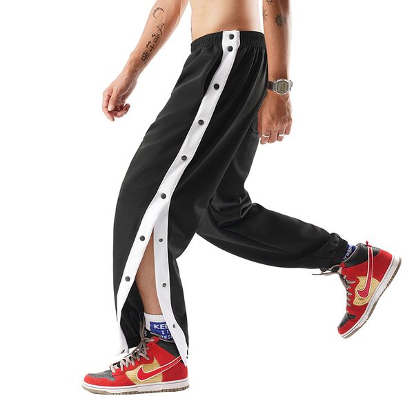

2020 new fashions will see male sweatpants button baggy jogger loose casual pants, Black