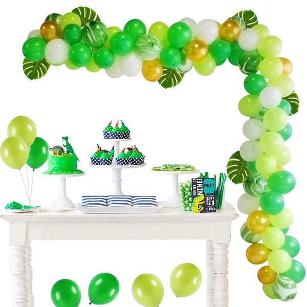 

qifu 108pcs green balloon chain combination jungle party decor safari party jungle theme birthday party decor kids baby shower bbyvxr