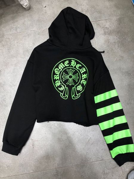 

new classic heavy industry horseshoe letter contrast printing loose casual shorts with hooded sweater women, Black